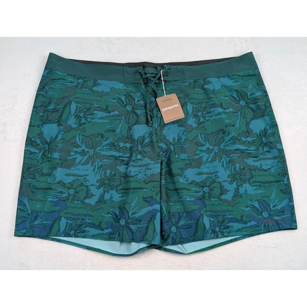 Patagonia Hydropeak Boardshorts‎ Mens 44 Cliffs and Coves Conifer Green 18in NWT